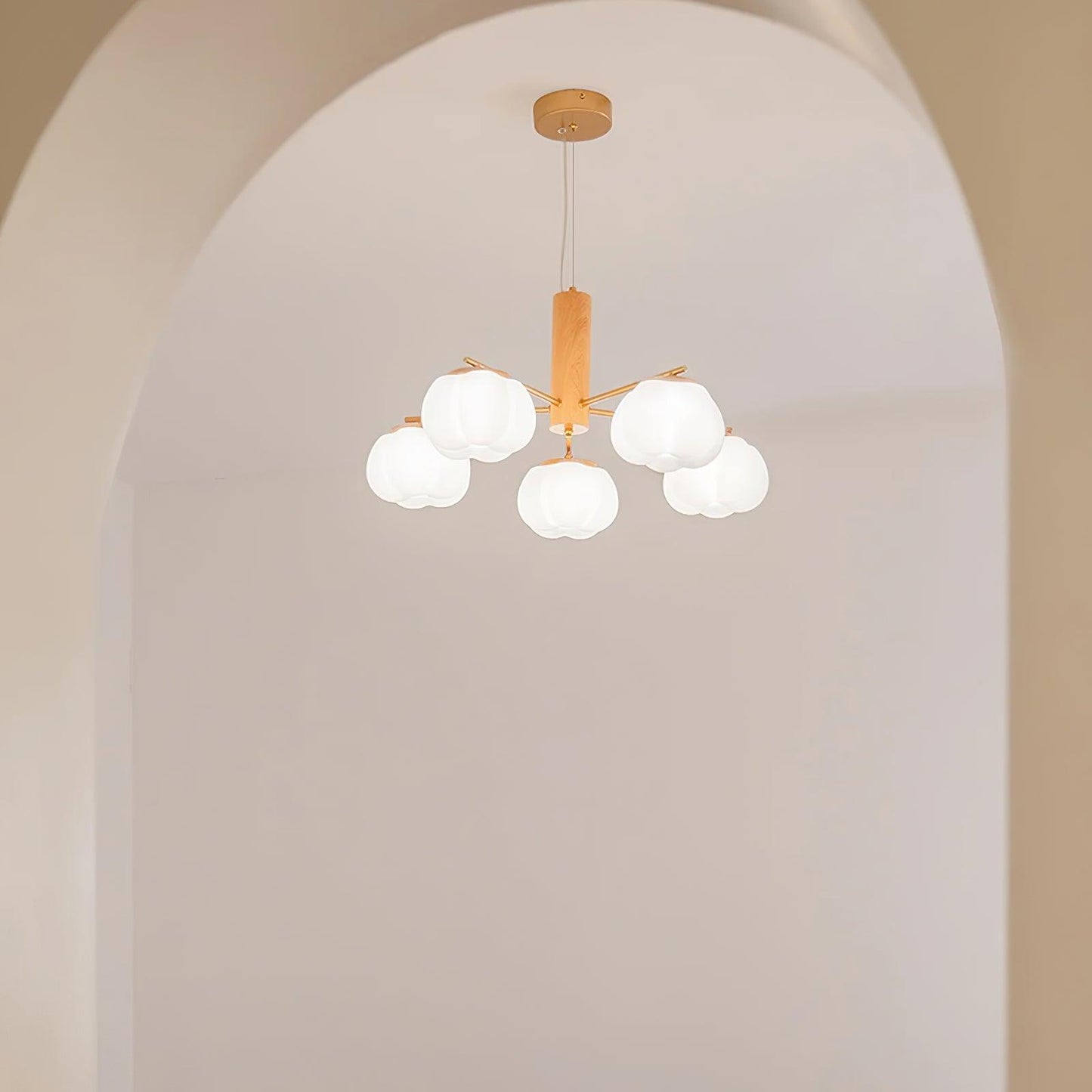 Elegant Cotton Balls Chandelier - Soft Glow & Adjustable Height