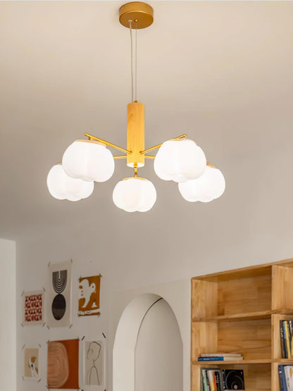 Elegant Cotton Balls Chandelier - Soft Glow & Adjustable Height