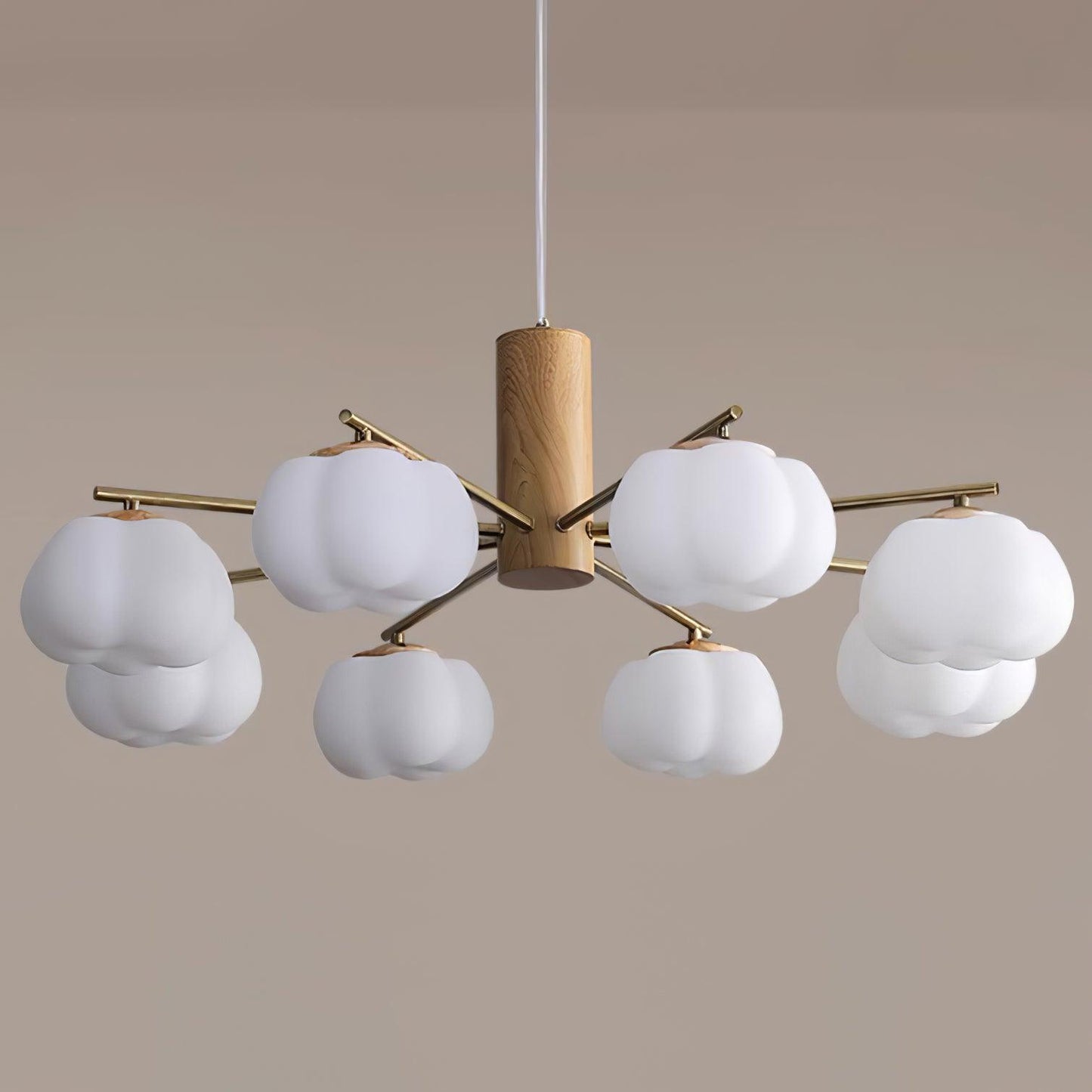 Elegant Cotton Balls Chandelier - Soft Glow & Adjustable Height