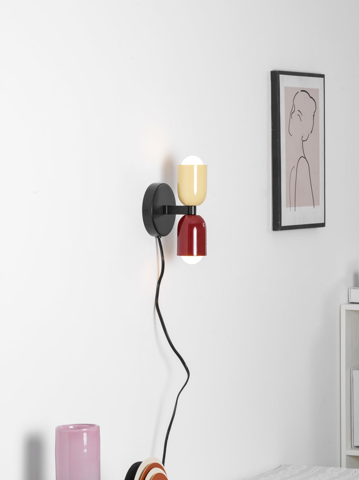 Couleur Double Plug-In Wall Lamp with Adjustable Brightness and Modern