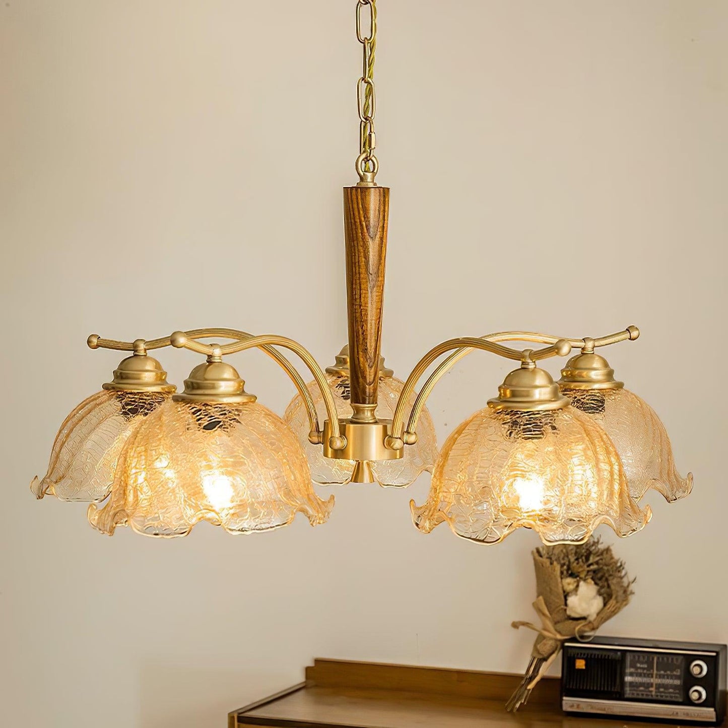 Elegant Crack Flower Chandelier - Dimmable LED, Unique Design