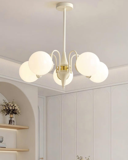Elegant Cream Ball Chandelier with Adjustable Lighting & Modern Design