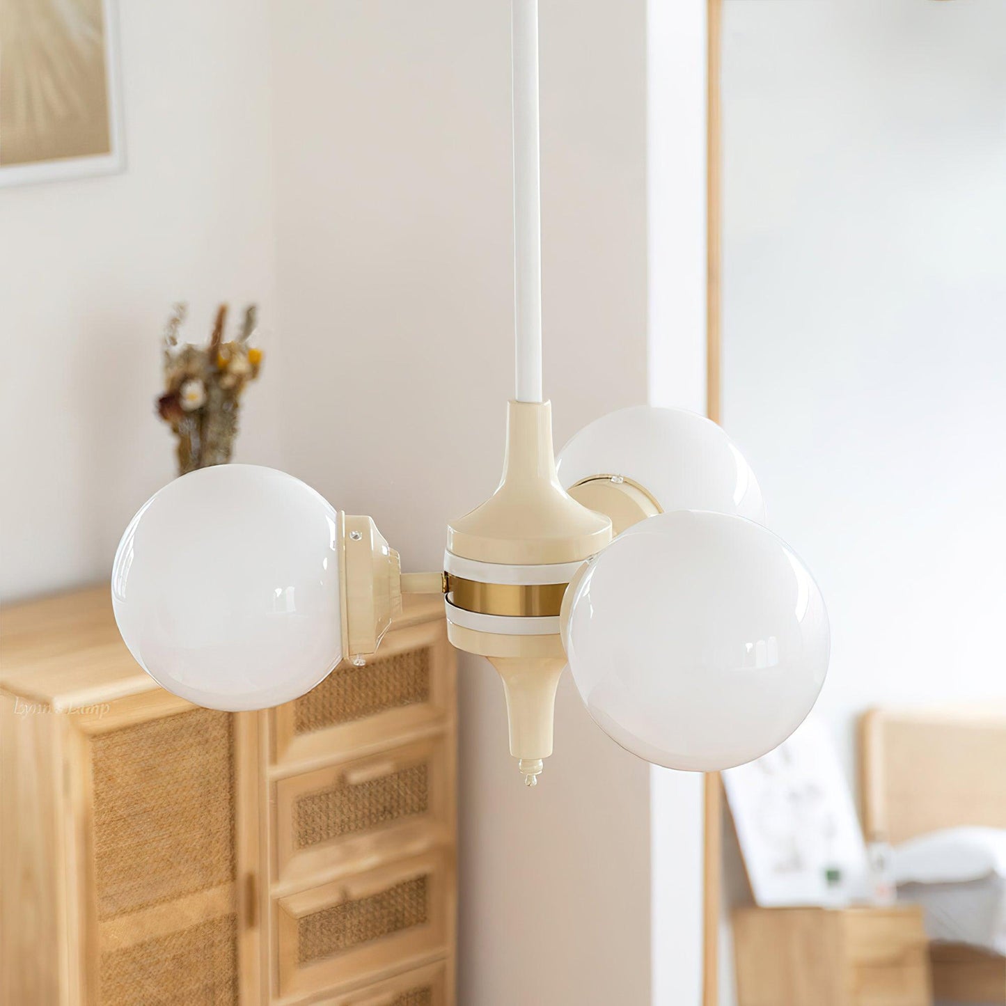Elegant Cream Ball Chandelier with Adjustable Lighting & Modern Design