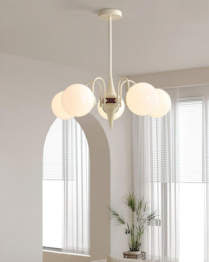 Elegant Cream Ball Chandelier with Adjustable Lighting & Modern Design