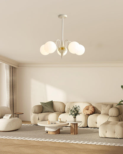 Elegant Cream Ball Chandelier with Adjustable Lighting & Modern Design