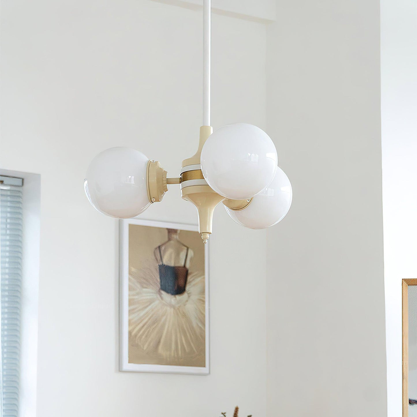 Elegant Cream Ball Chandelier with Adjustable Lighting & Modern Design
