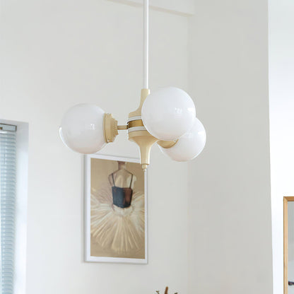 Elegant Cream Ball Chandelier with Adjustable Lighting & Modern Design