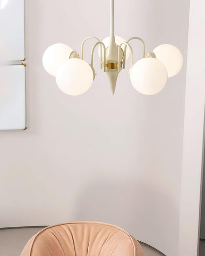 Elegant Cream Ball Chandelier with Adjustable Lighting & Modern Design