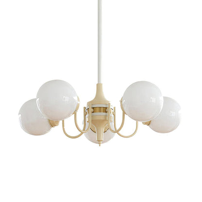 Elegant Cream Ball Chandelier with Adjustable Lighting & Modern Design