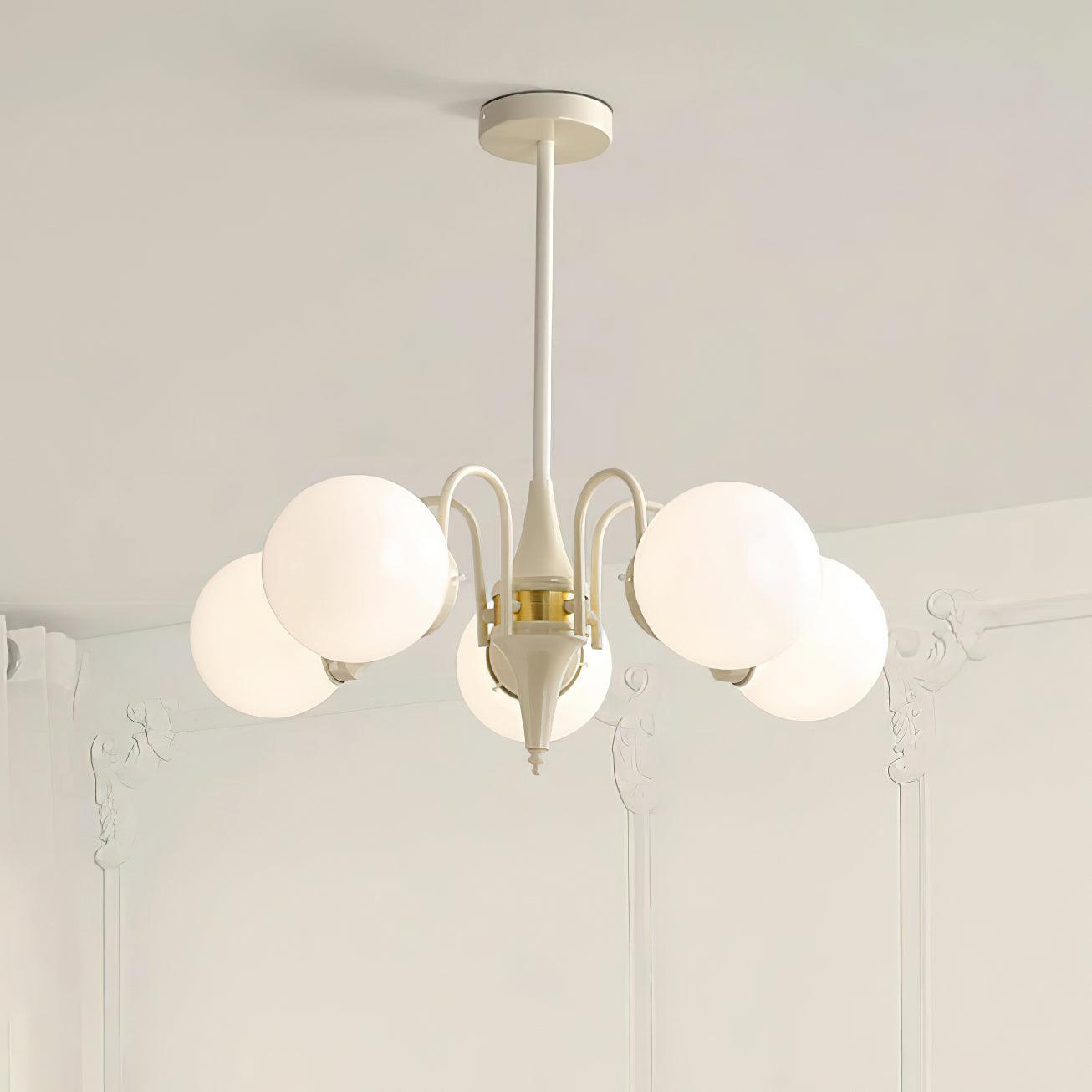 Elegant Cream Ball Chandelier with Adjustable Lighting & Modern Design