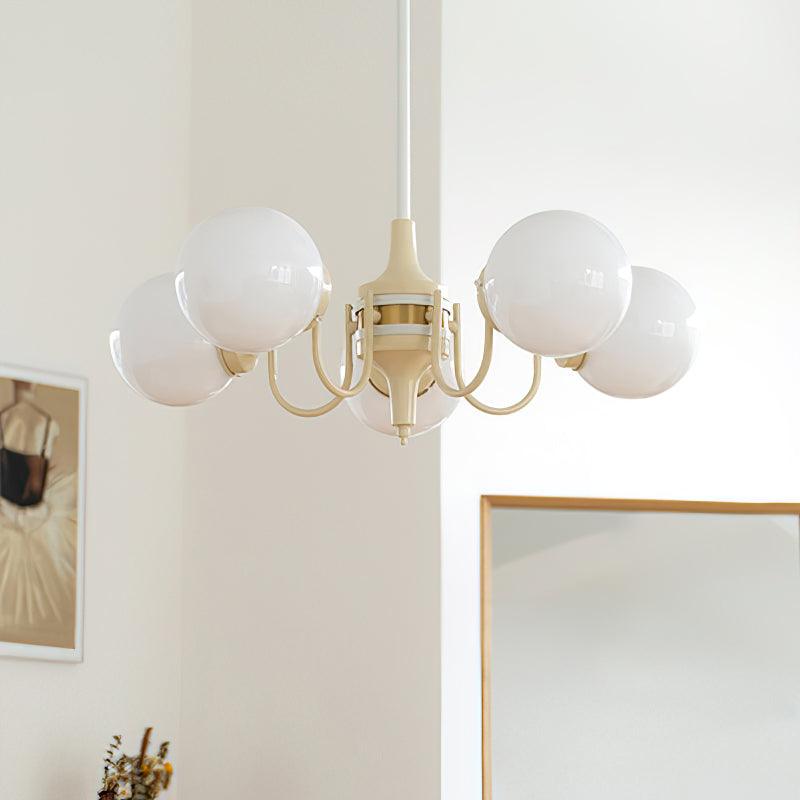 Elegant Cream Ball Chandelier with Adjustable Lighting & Modern Design