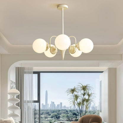 Elegant Cream Ball Chandelier with Adjustable Lighting & Modern Design