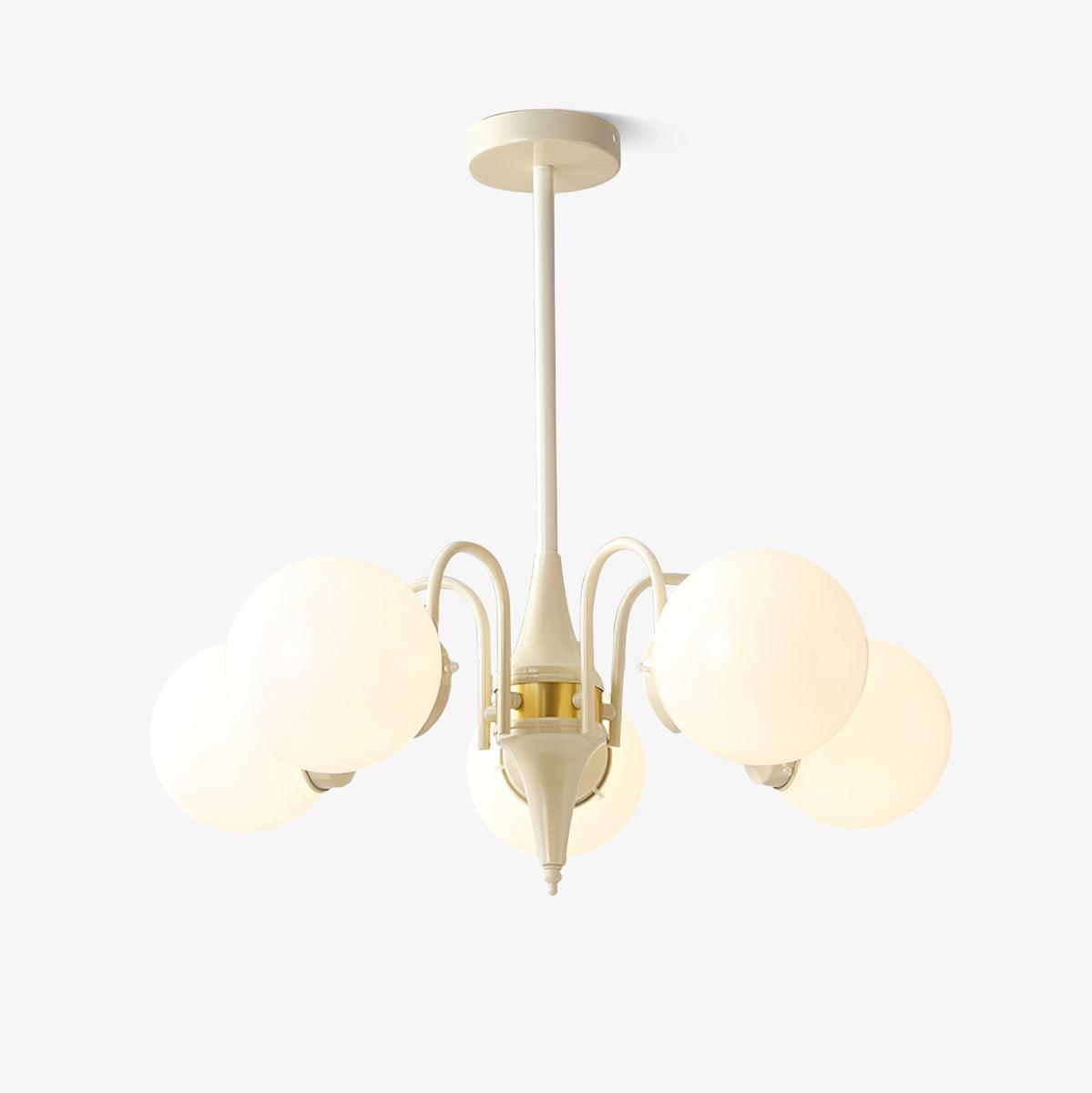 Elegant Cream Ball Chandelier with Adjustable Lighting & Modern Design