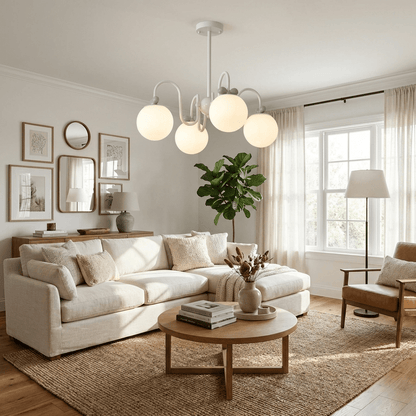 Elegant Cream Cherry Chandelier with Adjustable Brightness & Crystal A