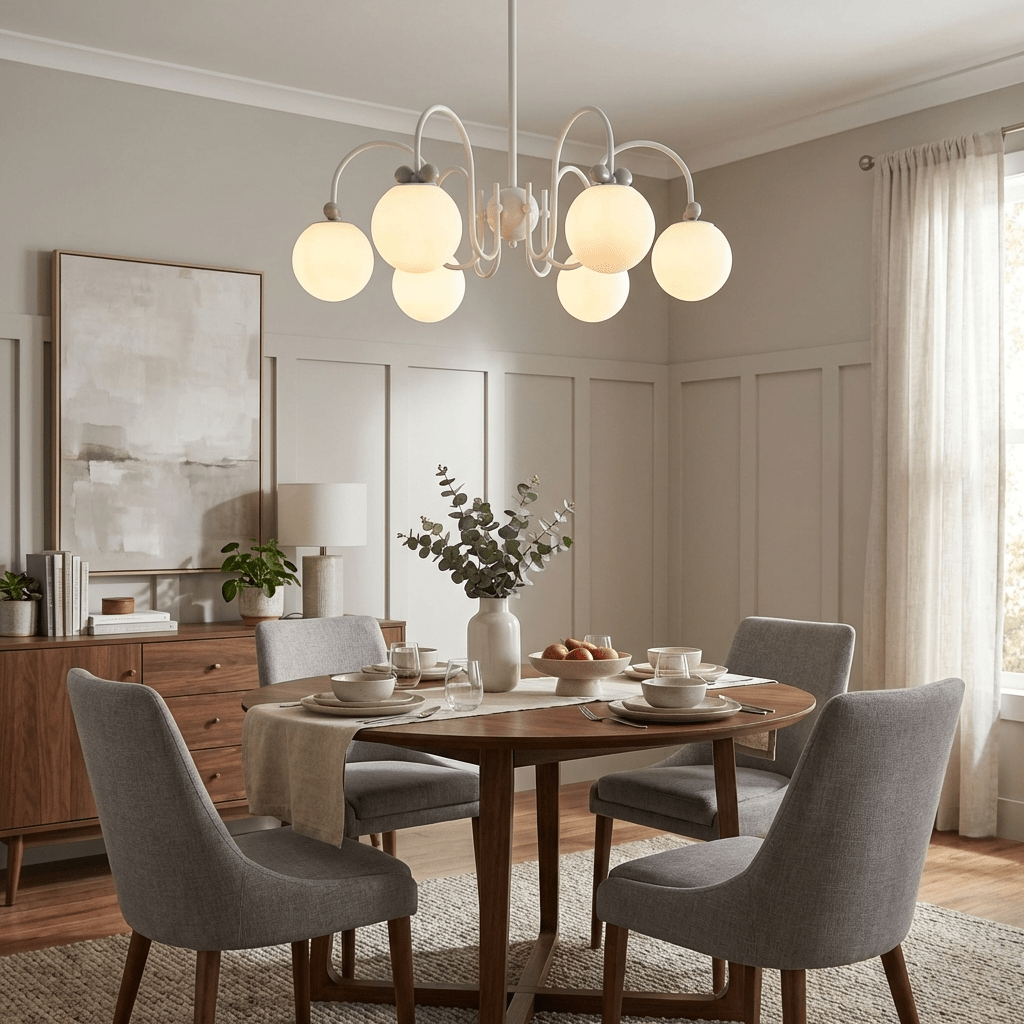 Elegant Cream Cherry Chandelier with Adjustable Brightness & Crystal A