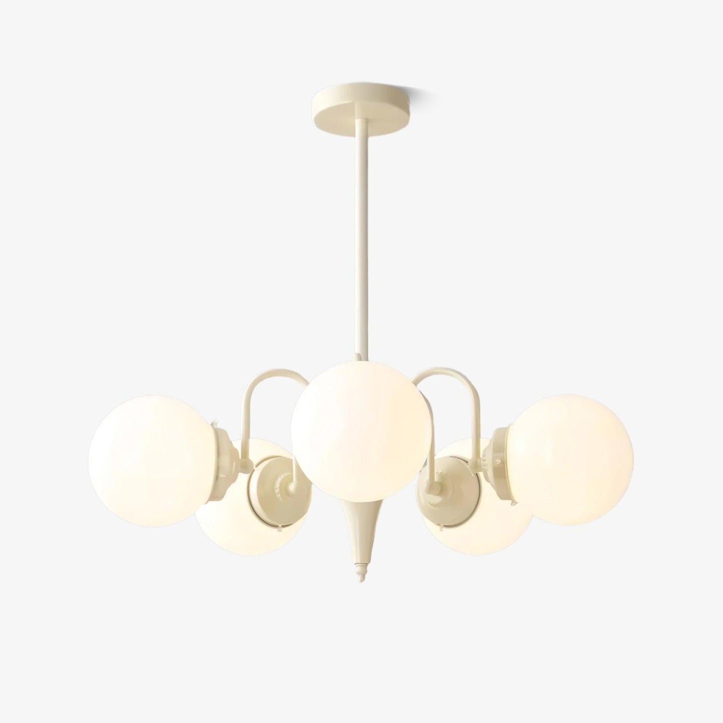 Elegant Cream Glass Ball Chandelier with Adjustable Height & Soft Glow