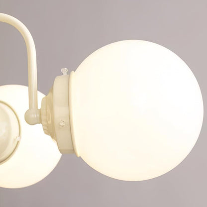 Elegant Cream Glass Ball Chandelier with Adjustable Height & Soft Glow