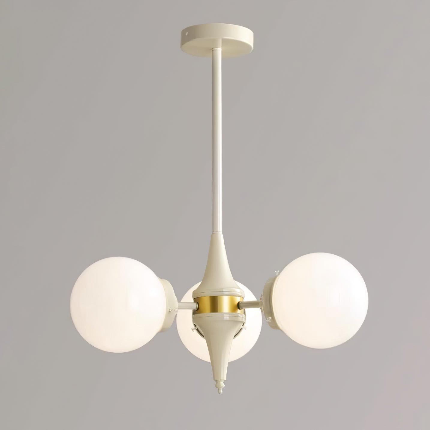 Elegant Cream Glass Ball Chandelier with Adjustable Height & Soft Glow