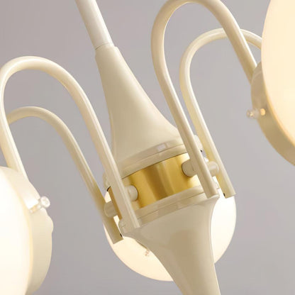Elegant Cream Glass Ball Chandelier with Adjustable Height & Soft Glow