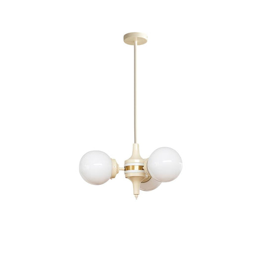 Elegant Cream Glass Ball Chandelier with Adjustable Height & Soft Glow