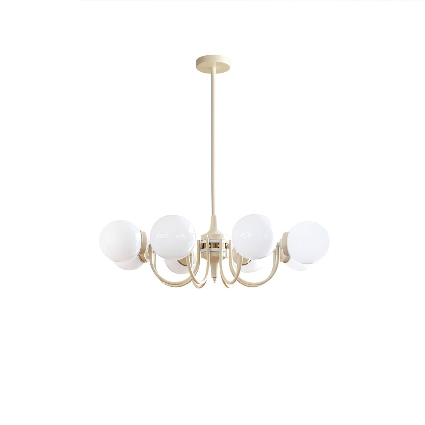 Elegant Cream Glass Ball Chandelier with Adjustable Height & Soft Glow