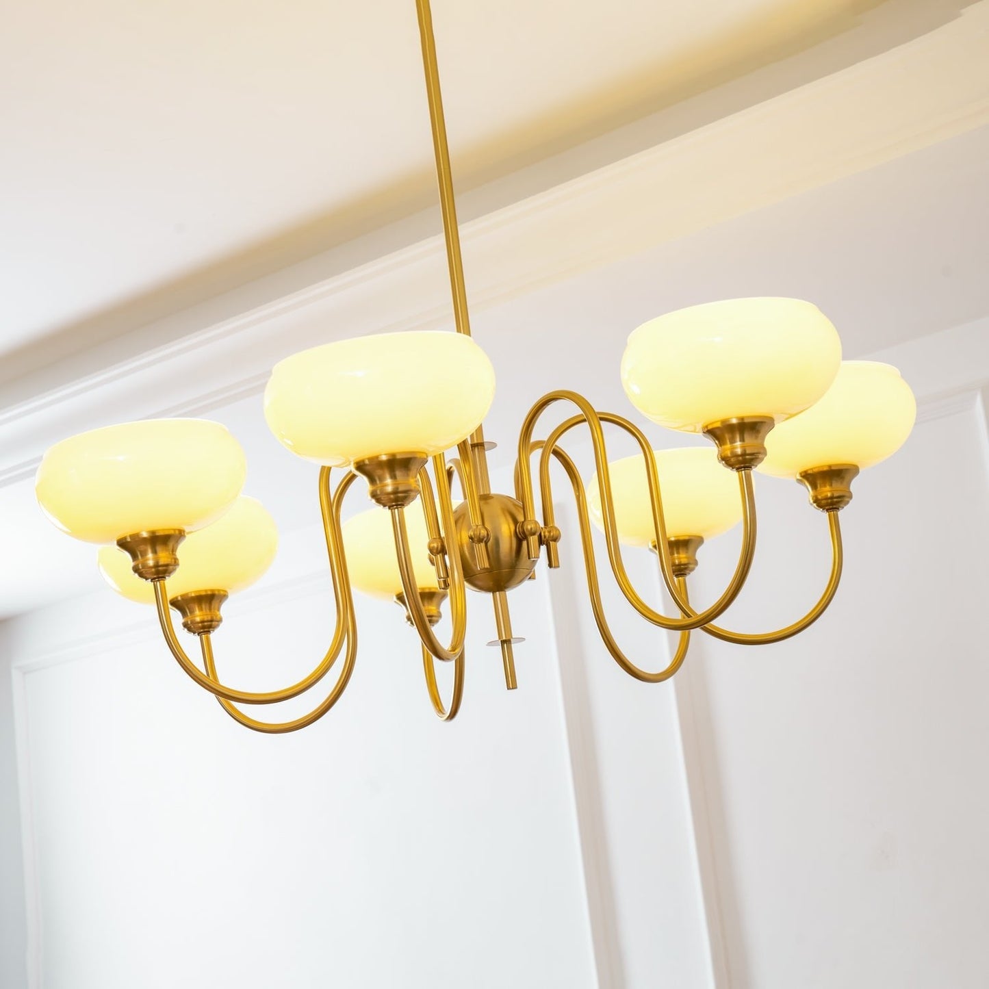 Creamy Persimmon Chandelier - Elegant Design with Adjustable Height &