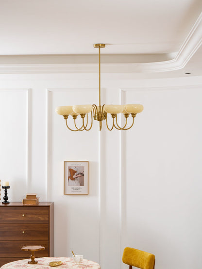 Creamy Persimmon Chandelier - Elegant Design with Adjustable Height &