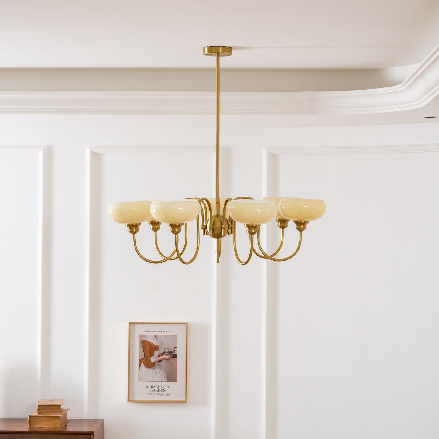 Creamy Persimmon Chandelier - Elegant Design with Adjustable Height &