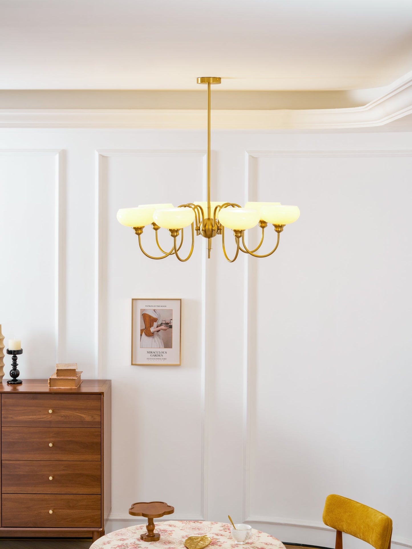 Creamy Persimmon Chandelier - Elegant Design with Adjustable Height &