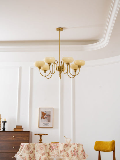 Creamy Persimmon Chandelier - Elegant Design with Adjustable Height &