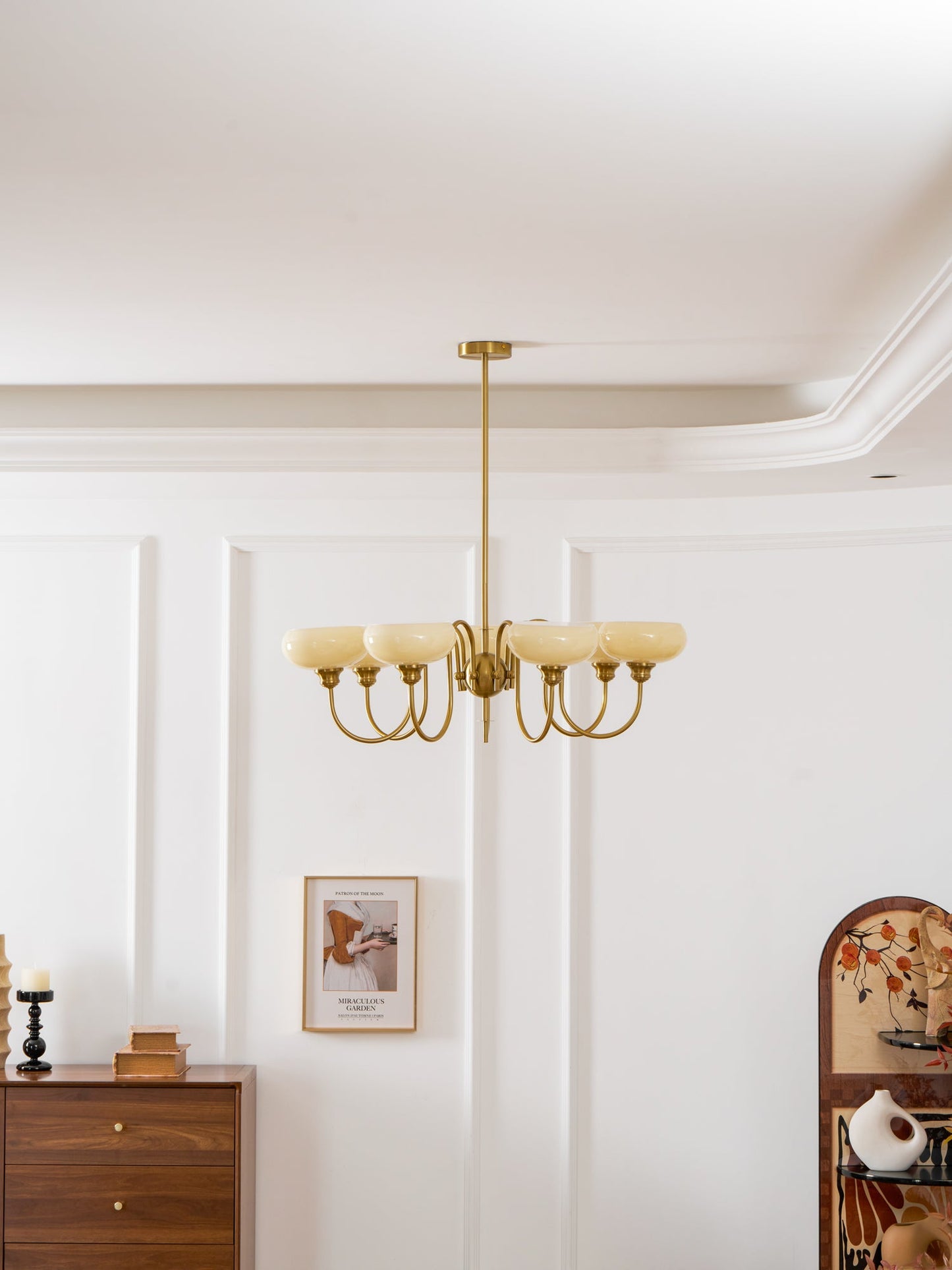Creamy Persimmon Chandelier - Elegant Design with Adjustable Height &