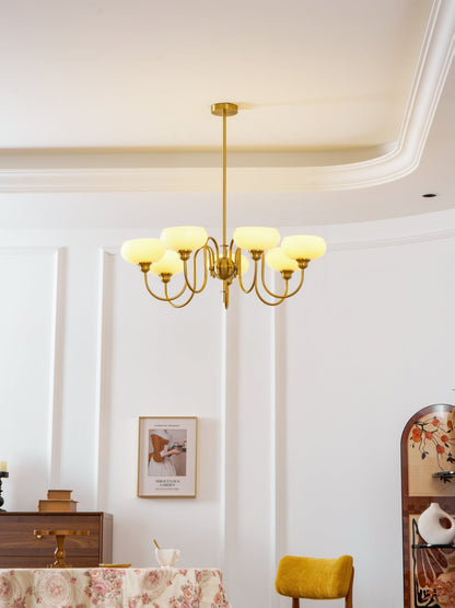 Creamy Persimmon Chandelier - Elegant Design with Adjustable Height &
