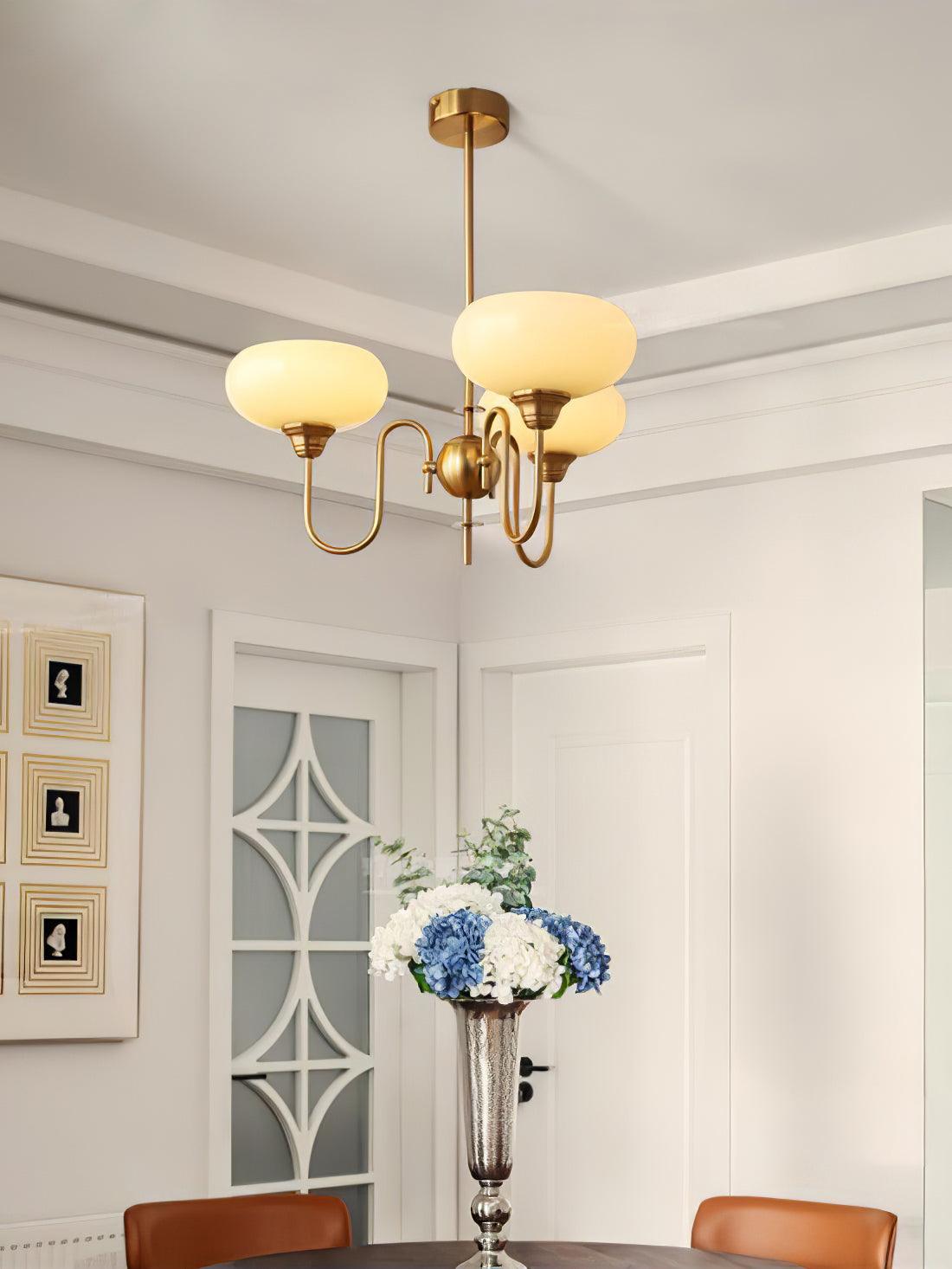 Creamy Persimmon Chandelier - Elegant Design with Adjustable Height &