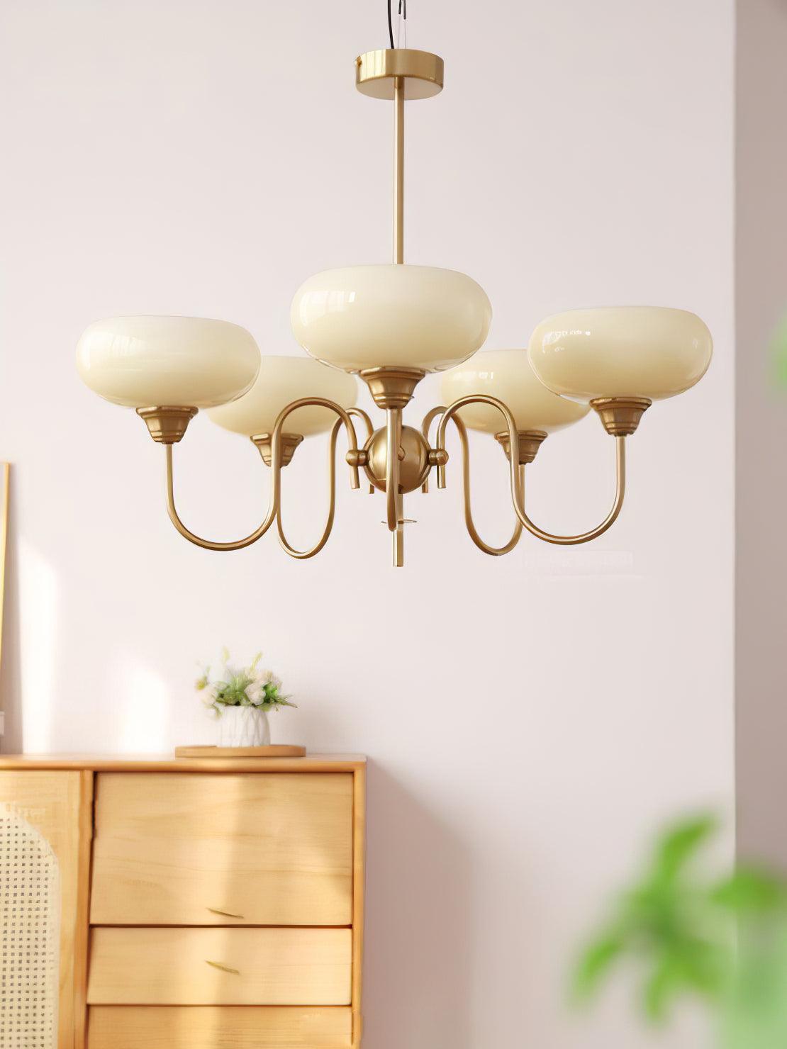 Creamy Persimmon Chandelier - Elegant Design with Adjustable Height &
