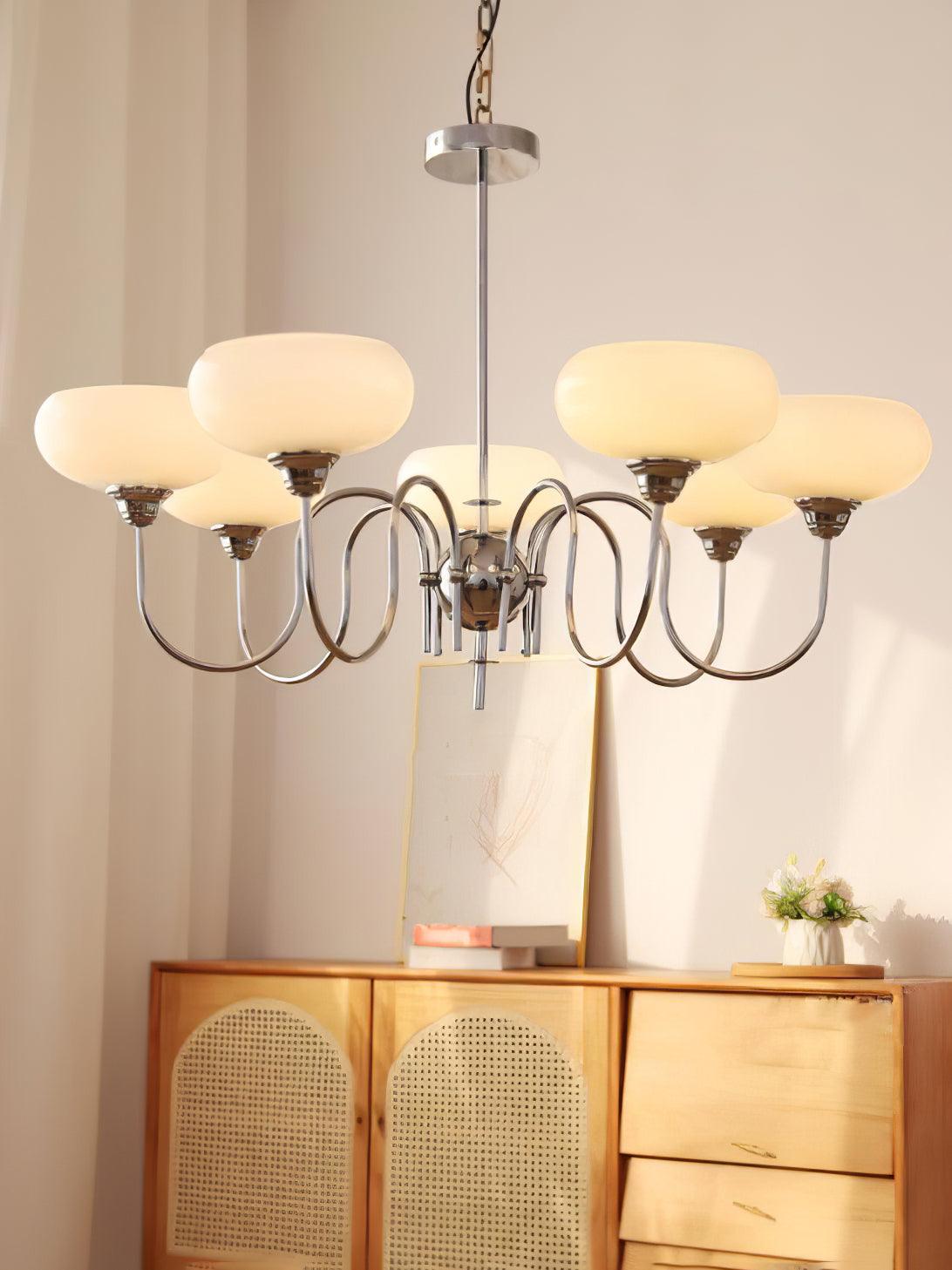Creamy Persimmon Chandelier - Elegant Design with Adjustable Height &