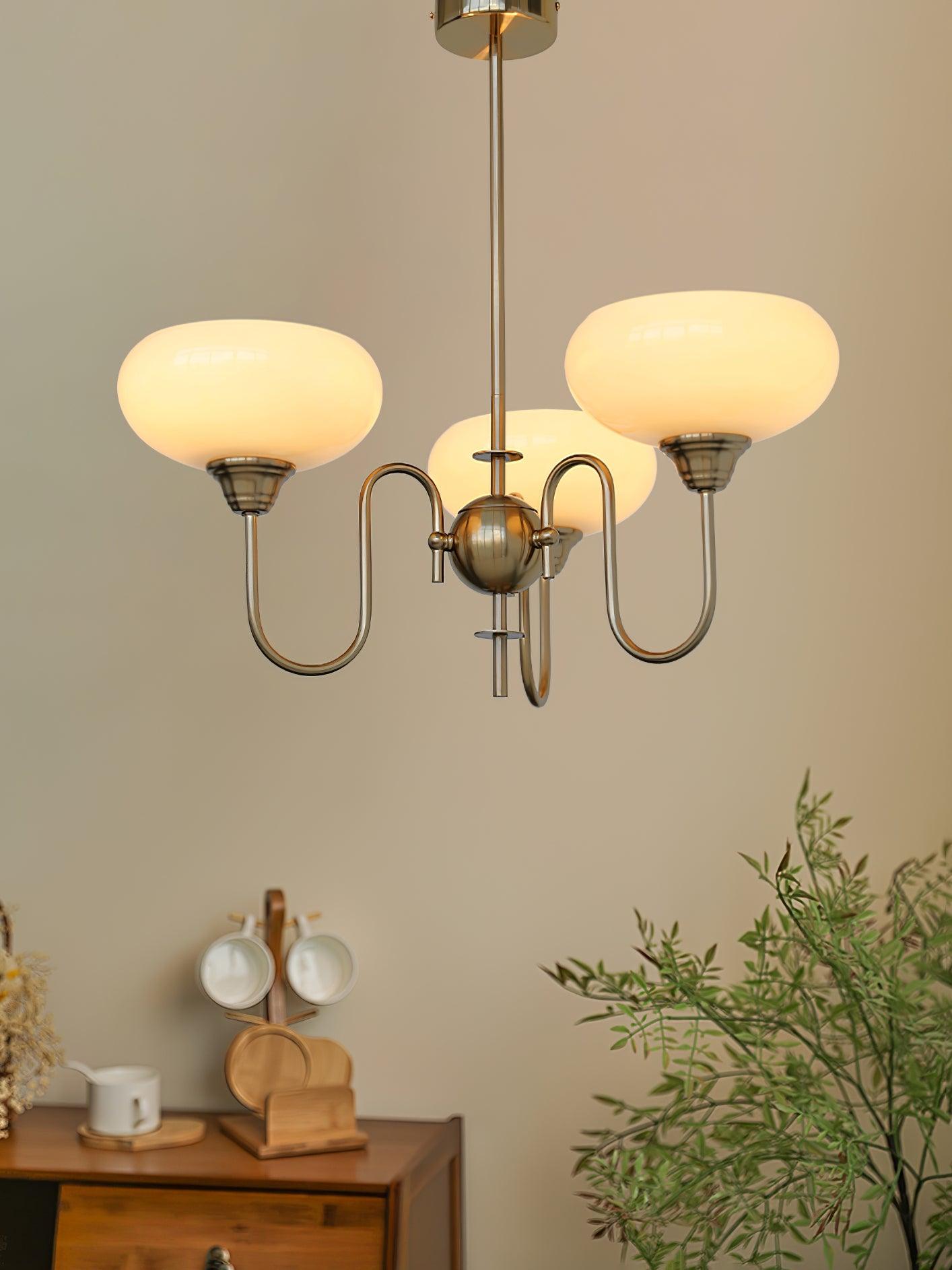 Creamy Persimmon Chandelier - Elegant Design with Adjustable Height &