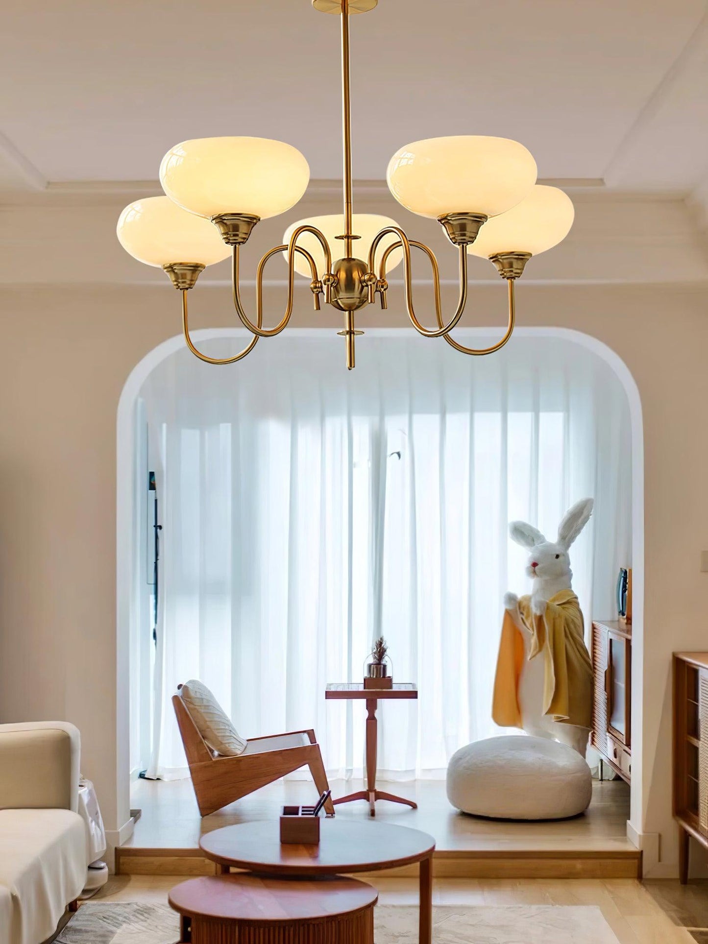 Creamy Persimmon Chandelier - Elegant Design with Adjustable Height &
