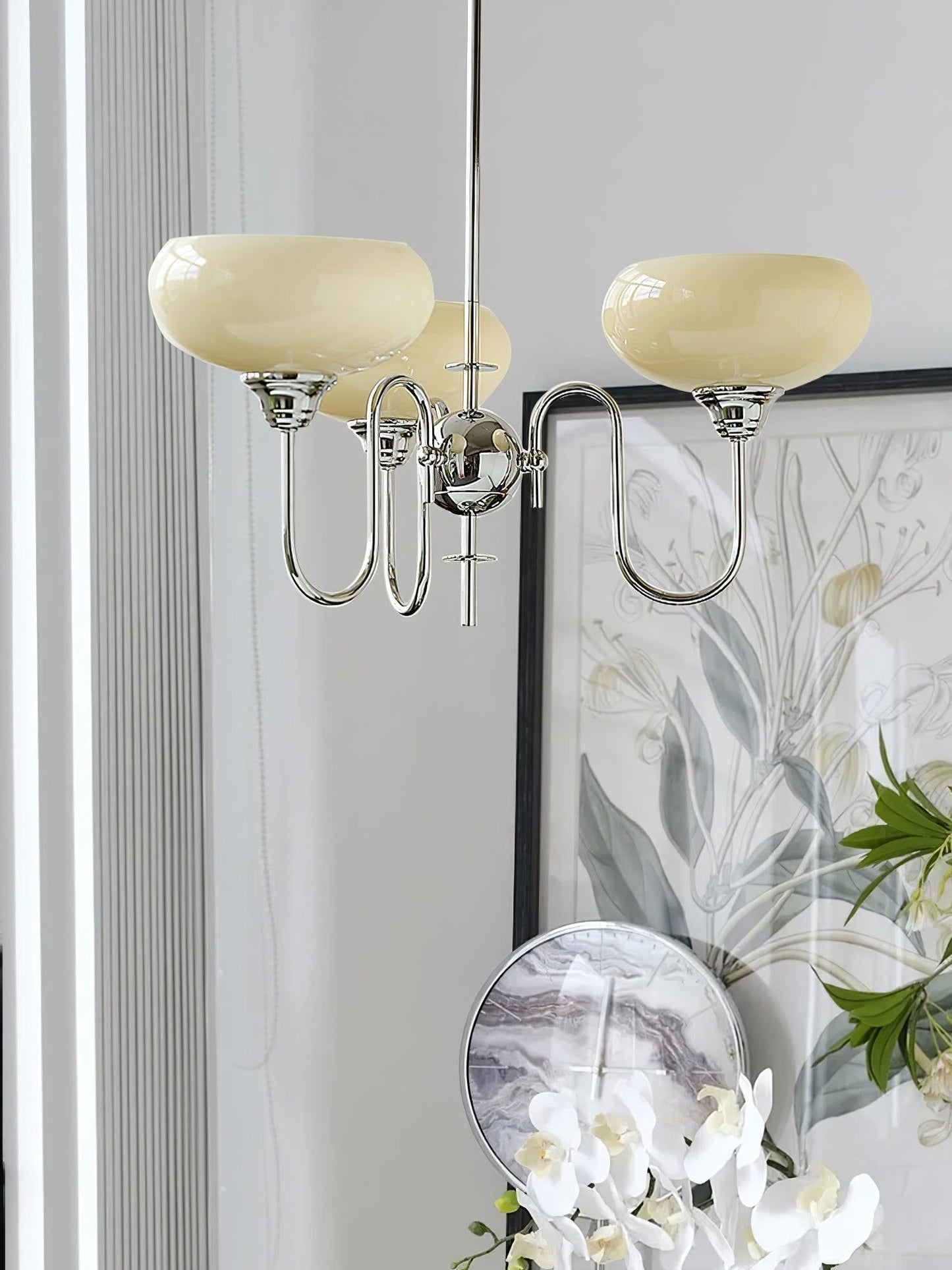 Creamy Persimmon Chandelier - Elegant Design with Adjustable Height &