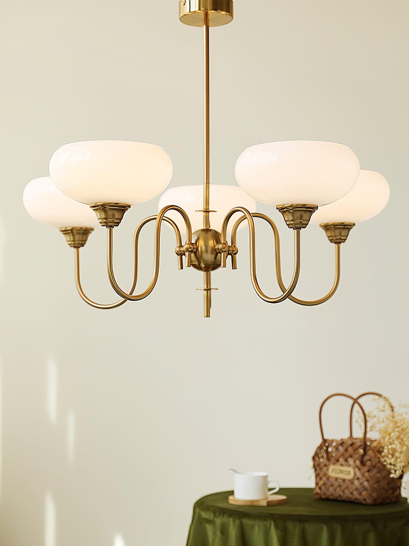 Creamy Persimmon Chandelier - Elegant Design with Adjustable Height &