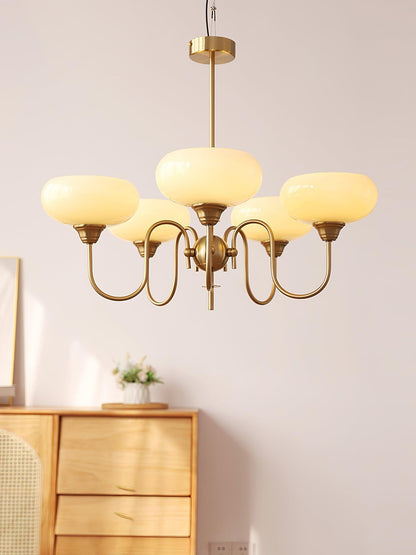 Creamy Persimmon Chandelier - Elegant Design with Adjustable Height &