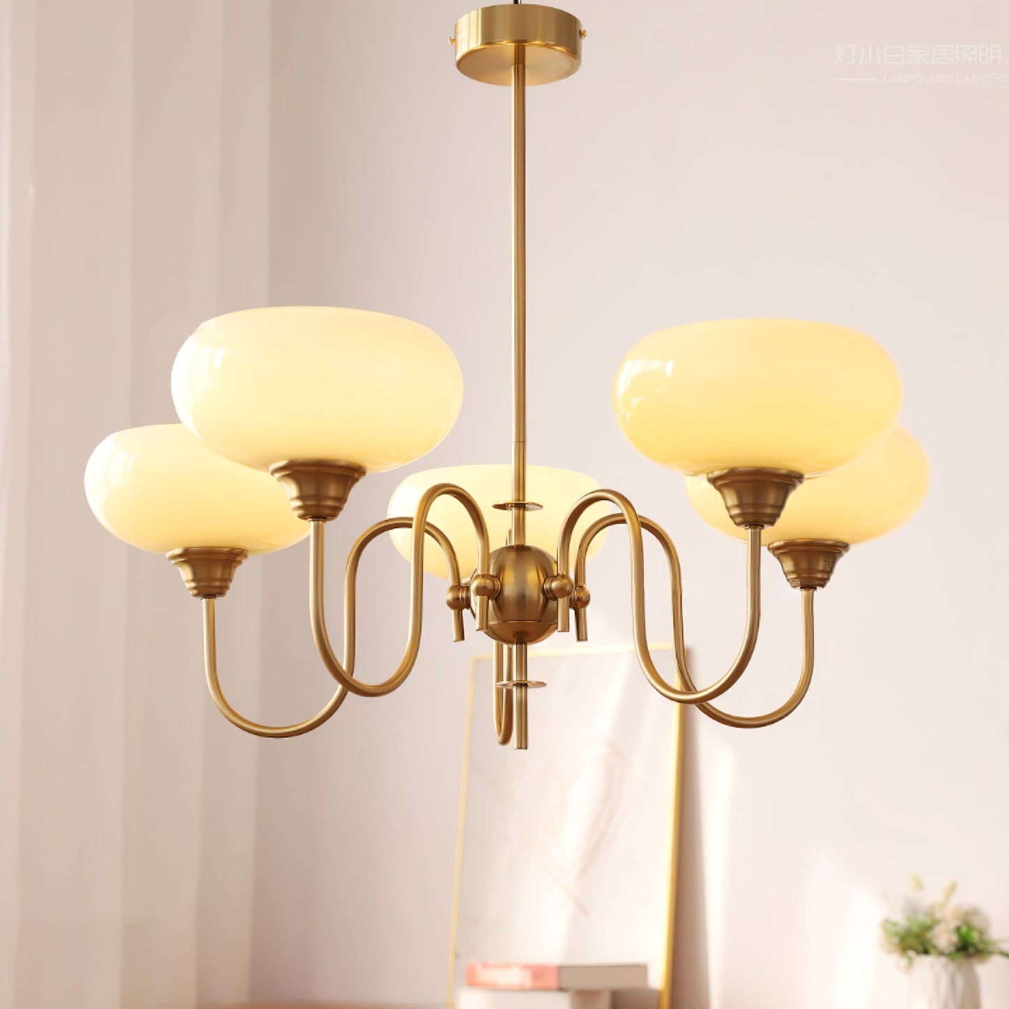Creamy Persimmon Chandelier - Elegant Design with Adjustable Height &