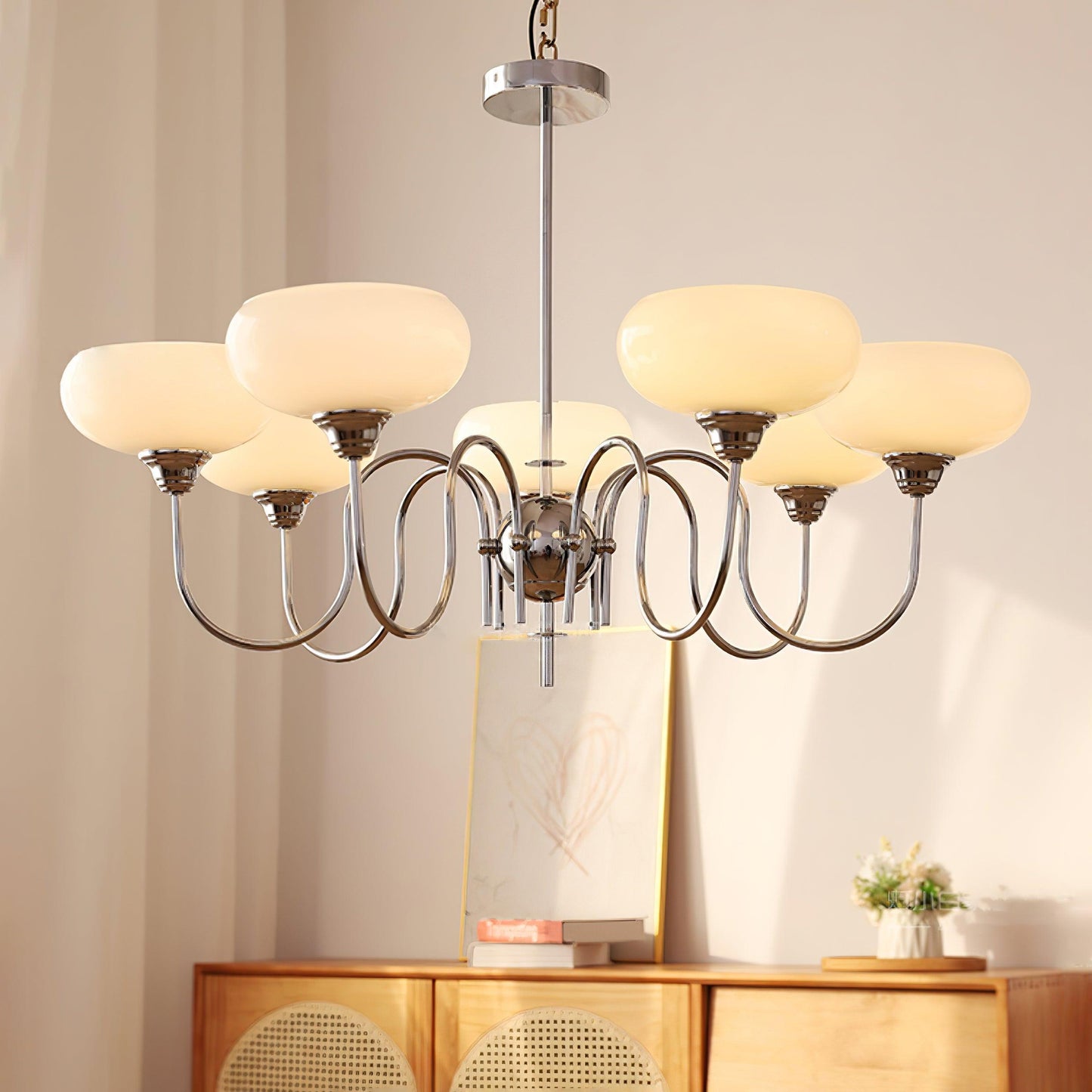 Creamy Persimmon Chandelier - Elegant Design with Adjustable Height &