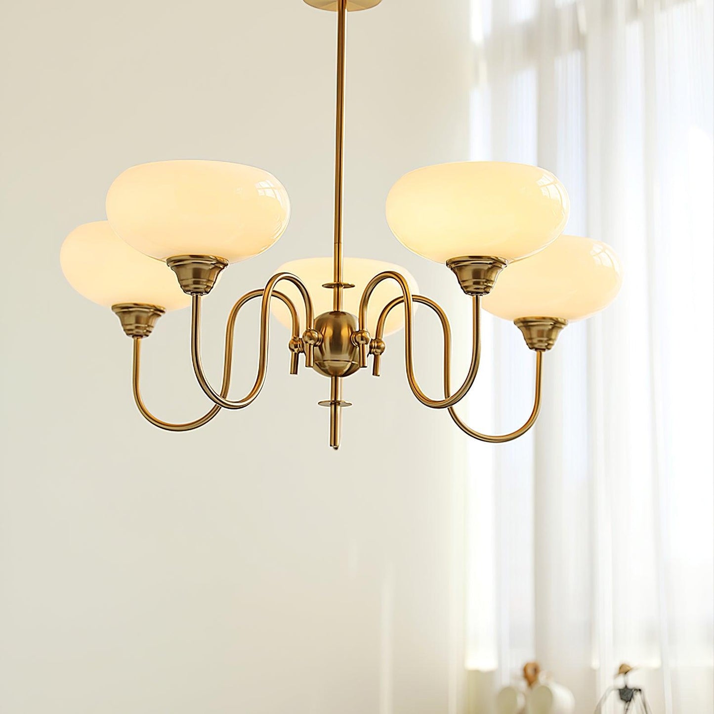 Creamy Persimmon Chandelier - Elegant Design with Adjustable Height &