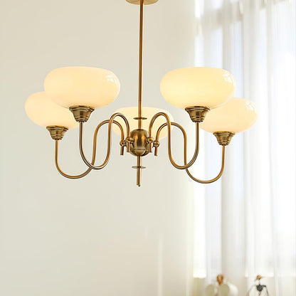 Creamy Persimmon Chandelier - Elegant Design with Adjustable Height &