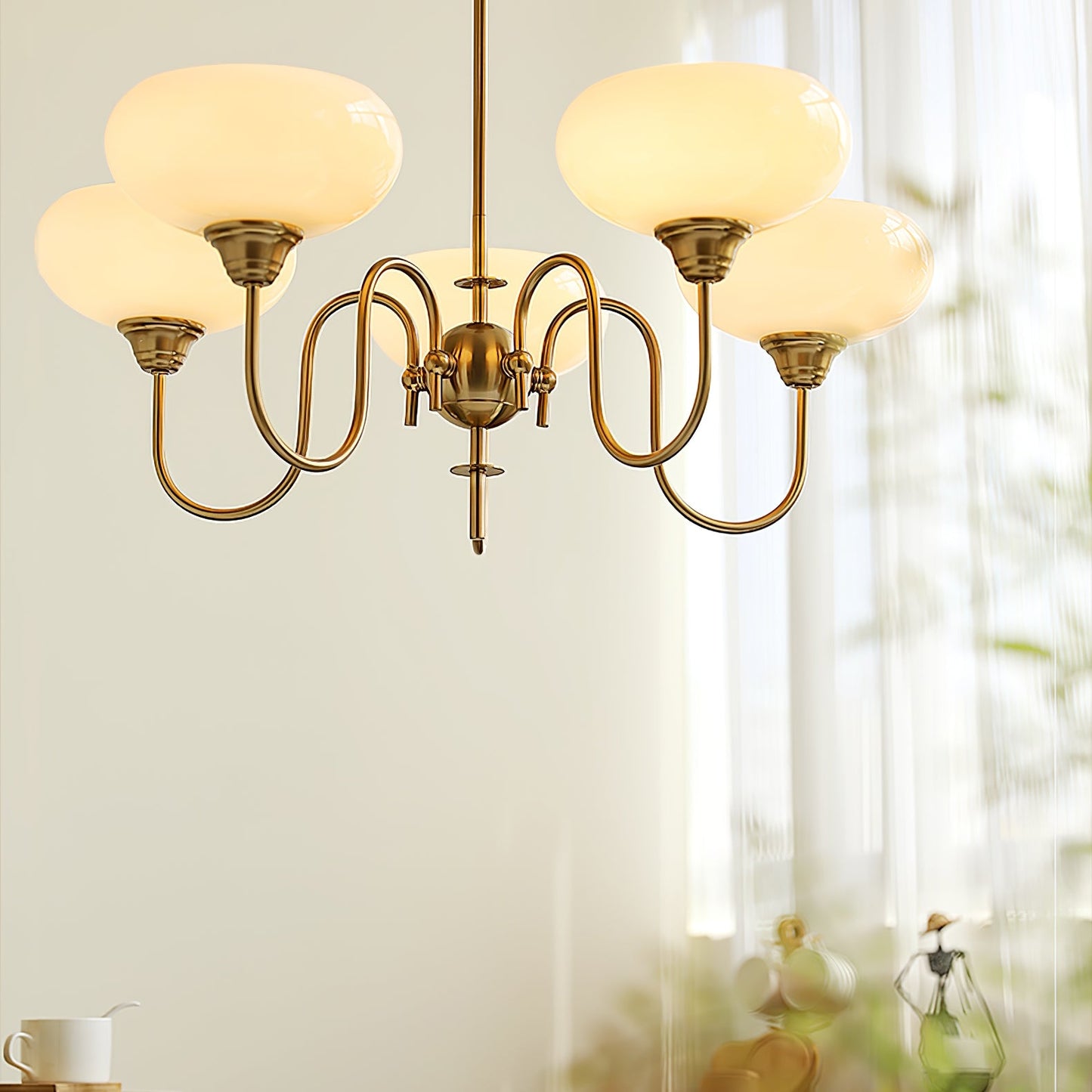 Creamy Persimmon Chandelier - Elegant Design with Adjustable Height &