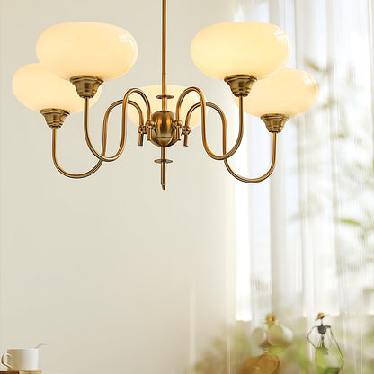 Creamy Persimmon Chandelier - Elegant Design with Adjustable Height &