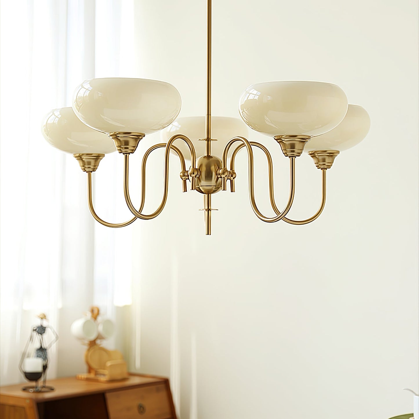 Creamy Persimmon Chandelier - Elegant Design with Adjustable Height &