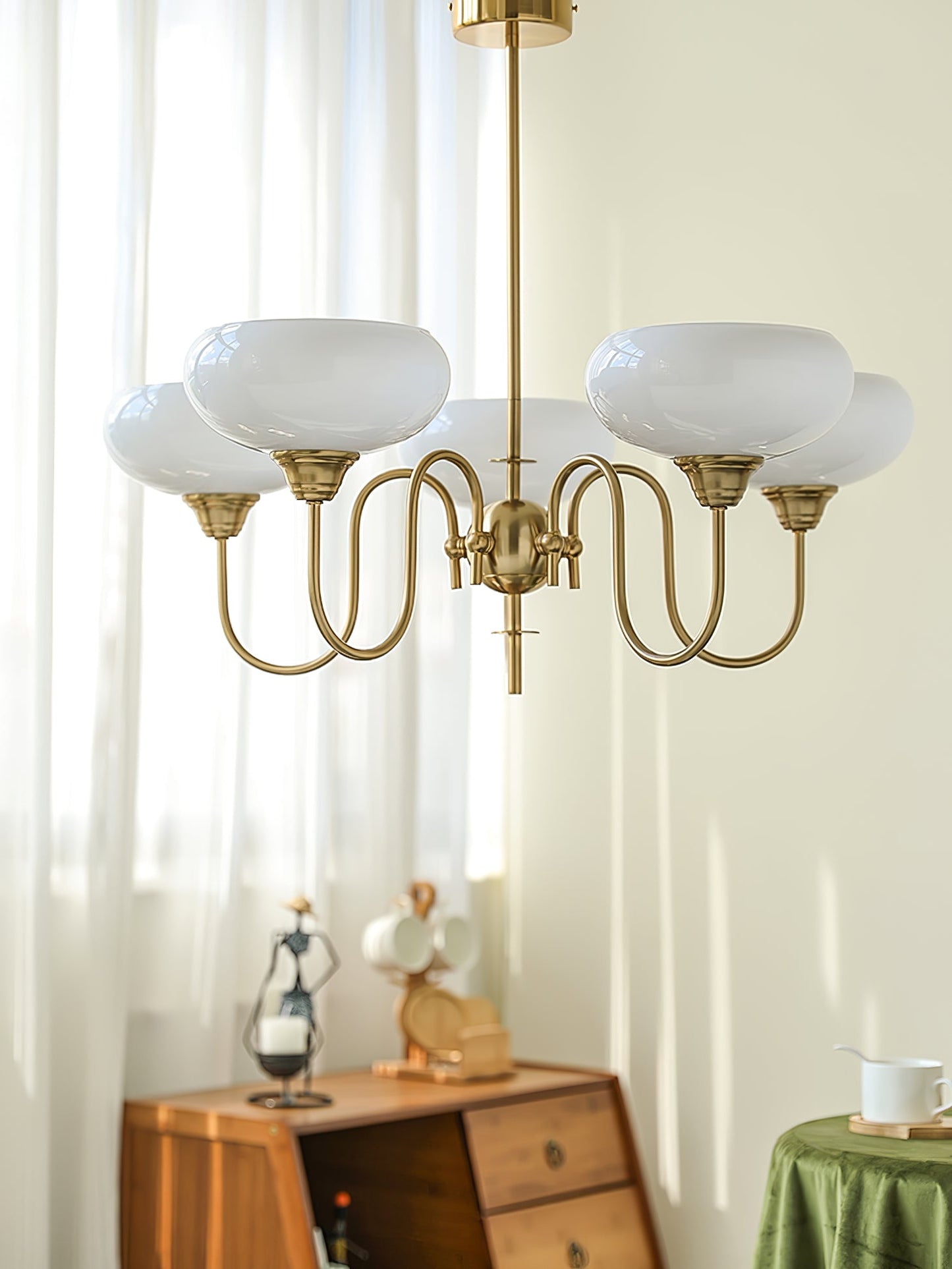 Creamy Persimmon Chandelier - Elegant Design with Adjustable Height &