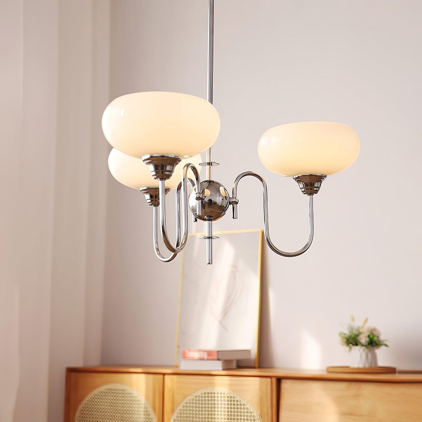 Creamy Persimmon Chandelier - Elegant Design with Adjustable Height &