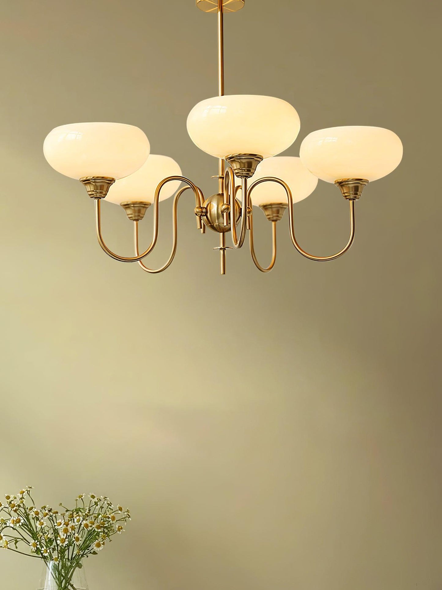 Creamy Persimmon Chandelier - Elegant Design with Adjustable Height &